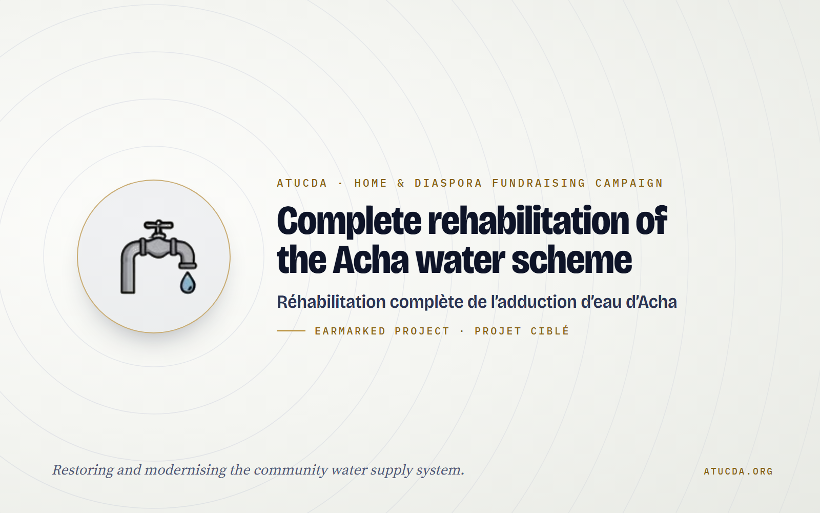 Complete rehabilitation of the Acha water scheme